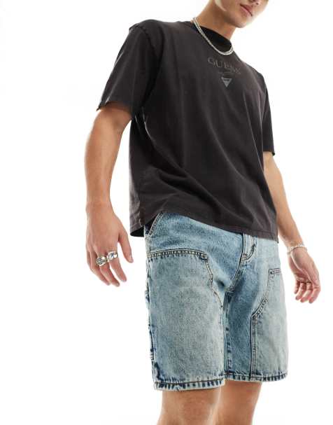 Guess Originals denim carpenter shorts in midwash blue - view 1