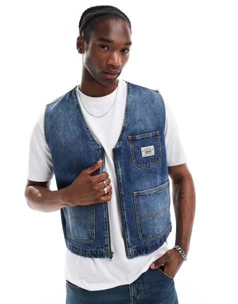 Guess Originals - Denimvest i blå mellemvask - view 1