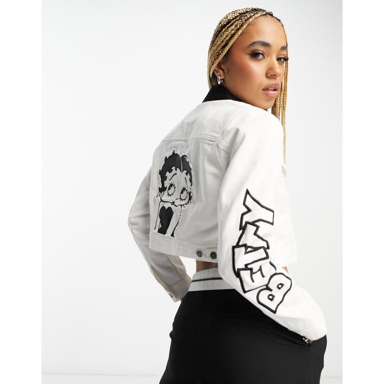 Guess Originals Giacca corta di jeans bianca con Betty Boop ASOS