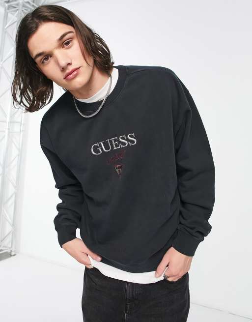 Guess Originals – Grön sweatshirt med logga på bröstet