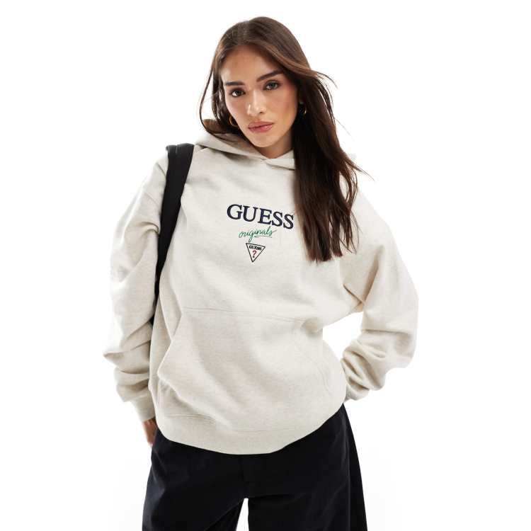 Guess Originals heather baker logo hoodie in gray