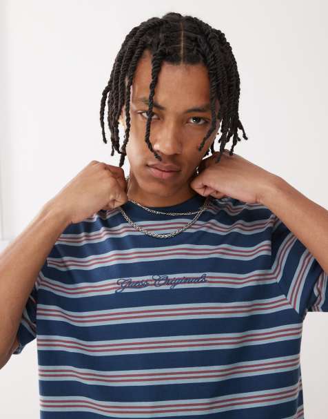 Guess Originals horizontal stripe t-shirt in blue