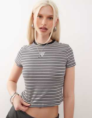 Guess Originals Horizontal Striped Baby T-shirt In Black