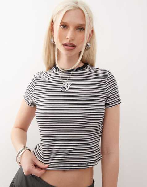 Guess Originals horizontal striped baby t-shirt in blue - view 1