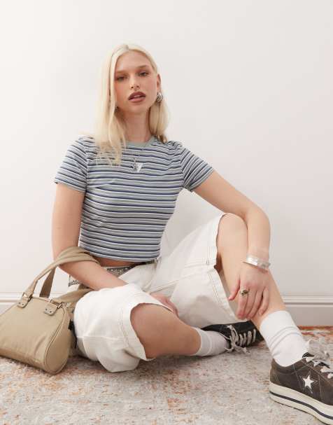 Guess Originals horizontal striped baby t-shirt in green - view 1
