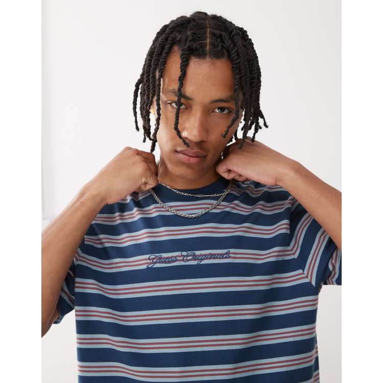 guess dress shirts for men Guess Men's Cotton Castro Linear Woven Short-Sleeve Shirt - Blue