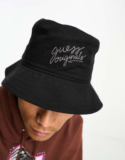 Guess Originals Klassieke bucket hat in zwart ASOS