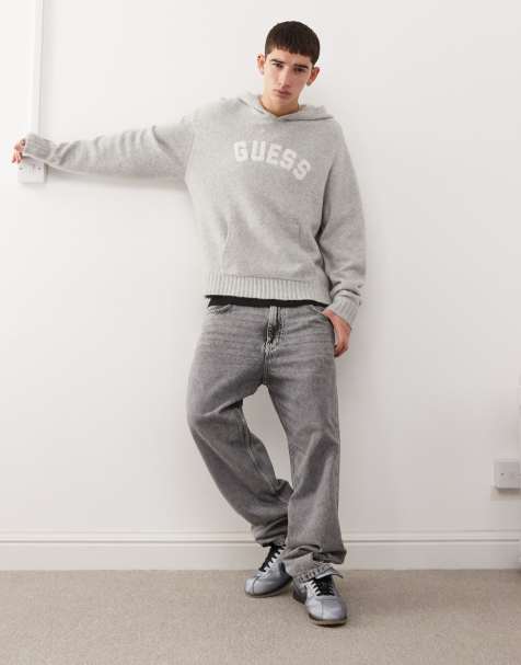 Guess Originals knitted pullover hoodie in grey - view 1