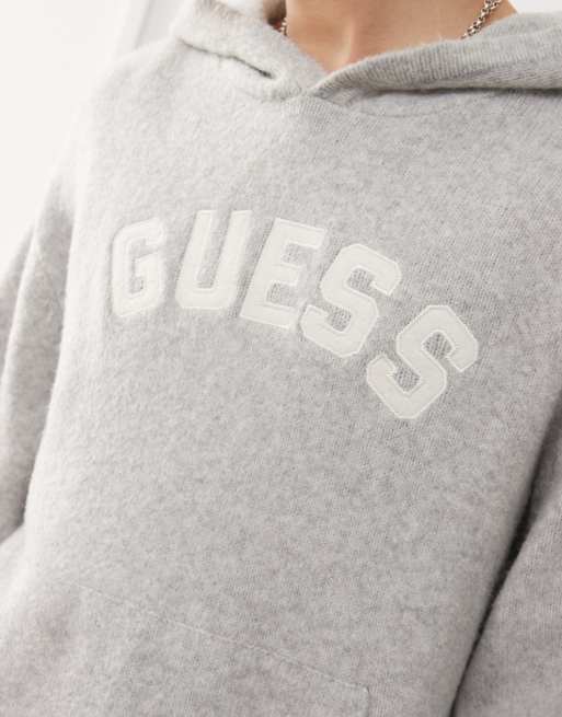 Guess Originals knitted pullover hoodie in grey, 2 of 4