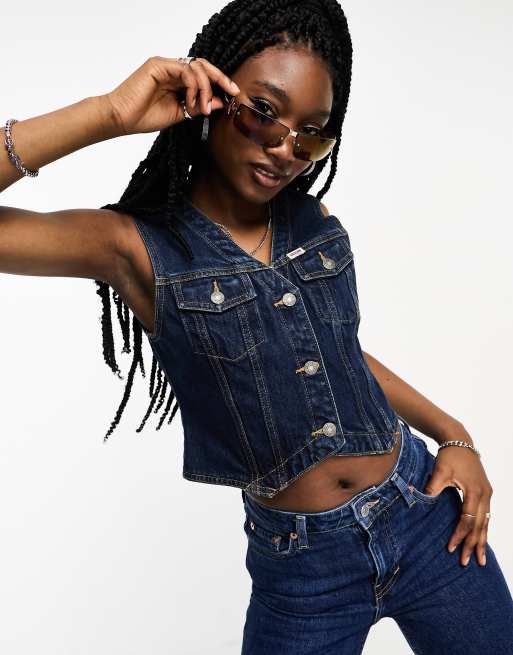 GUESS Originals – Kostymväst i denim och mörk tvätt