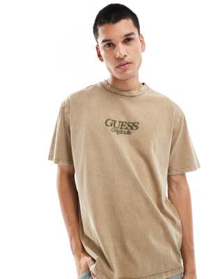 Guess GUESS Originals logo script t-shirt brown