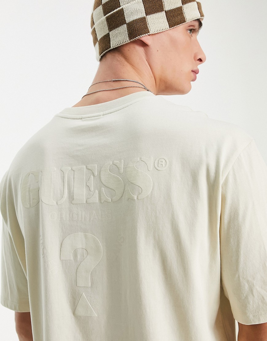 Guess Originals logo T-shirt in sand-White