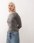 [GUESS Originals] Guess Originals long sleeve mesh t-shirt in washed black 12 Black