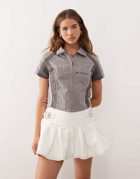 Guess Originals moto shirt in gray with logo embroidery - view 1