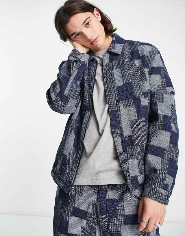 Guess Originals patchwork shirt jacket in blue denim