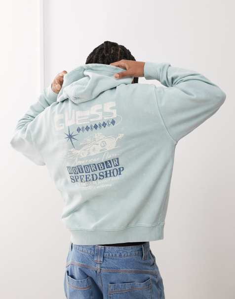 Guess Originals pullover hoodie in washed green with motorbar print - view 1