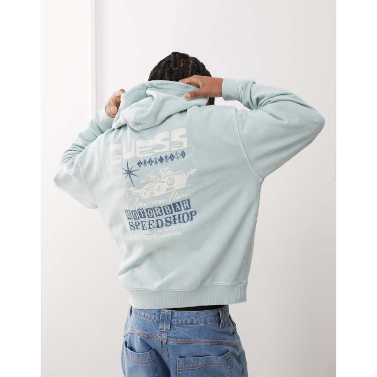 Guess Originals pullover hoodie in washed green with motorbar