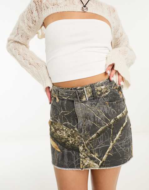 Guess Originals realtree belt skirt in black