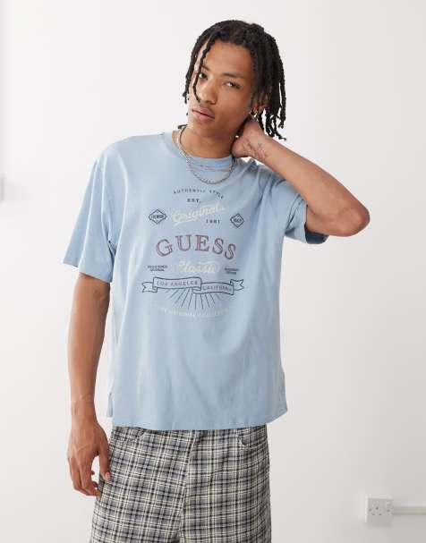 Guess Originals script t-shirt in light blue - view 1