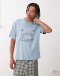 [Guess] Guess Originals script t-shirt in light blue XL Blue