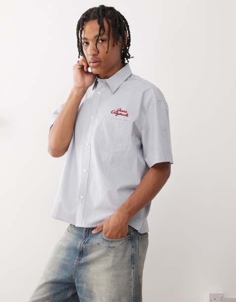 Guess Originals short sleeve striped shirt in blue and white - view 1