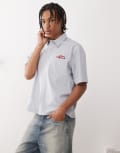 [Guess] Guess Originals short sleeve striped shirt in blue and white L Blue