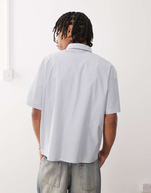 Guess Originals short sleeve striped shirt in blue and white, 3 of 4
