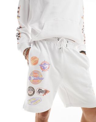 GUESS Originals unisex co-ord hot wheels terry shorts in white - ASOS Price Checker