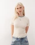[GUESS Originals] Guess Originals smocked mesh t-shirt in off white 12 White