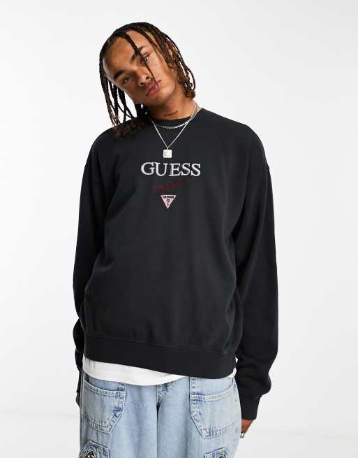 Guess Originals - Sort sweatshirt med rund hals og logo