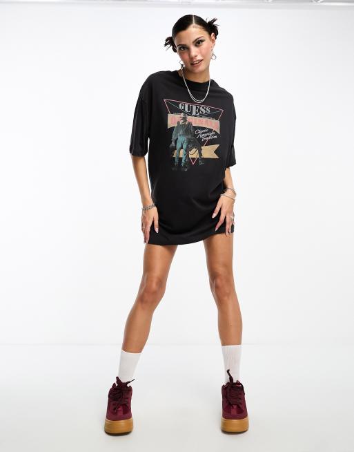 Guess Originals - Sort T-shirt-kjole med korte ærmer