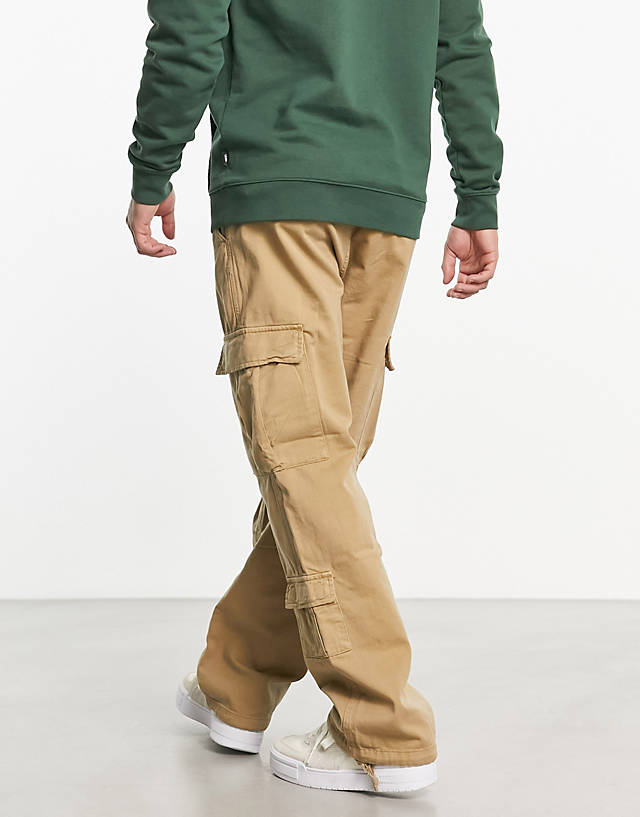 Guess Originals - straight leg cargo trousers in tan