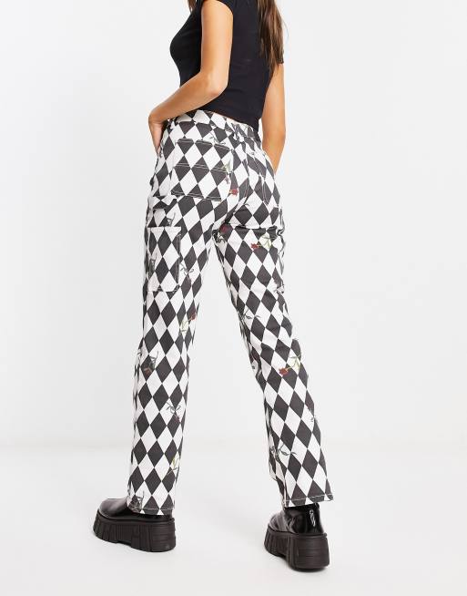 Guess Gingham Check Pants -Pink - Bottoms - Women