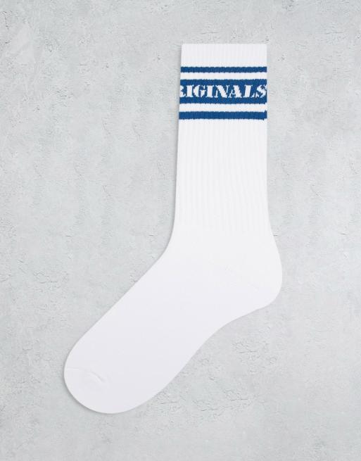 GUESS Originals - Stribede sokker med logo i hvid
