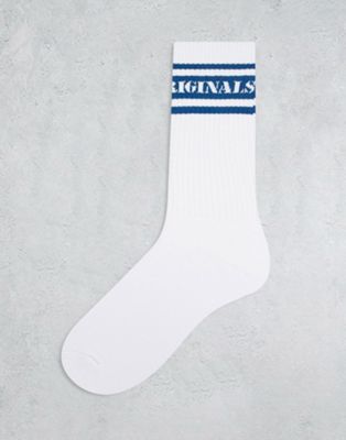 GUESS Originals stripe logo socks in white