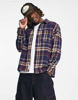 Guess Originals checked overshirt with small logo in navy and red - ASOS Price Checker