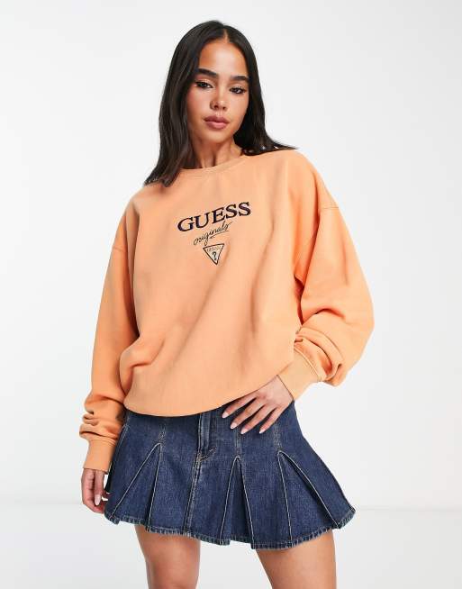 Guess Originals Sweatshirt With Chest Logo In Orange Asos