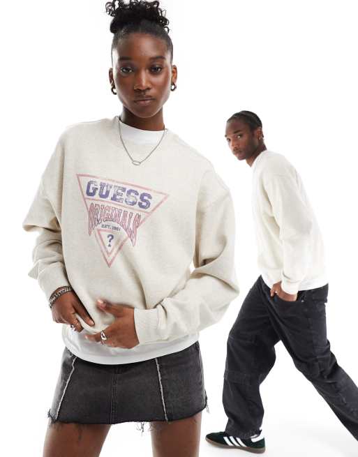 Guess Originals – Szara bluza unisex z logo w stylu vintage