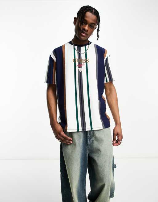 Guess Originals T shirt rayures Blanc multicolore