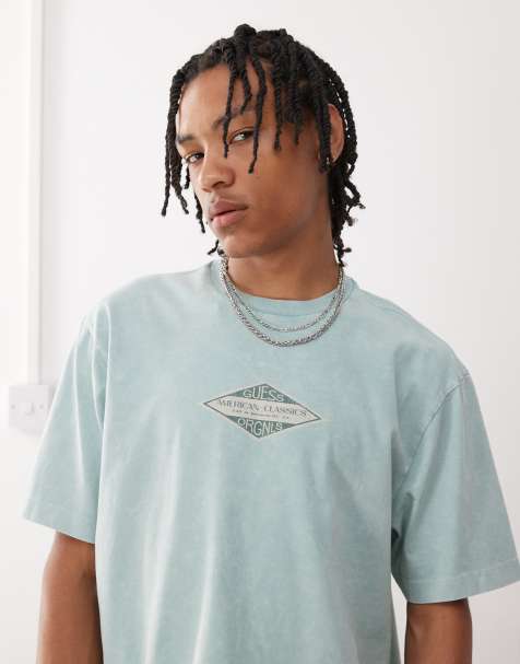 Guess Originals t-shirt in light blue with logo print - view 1