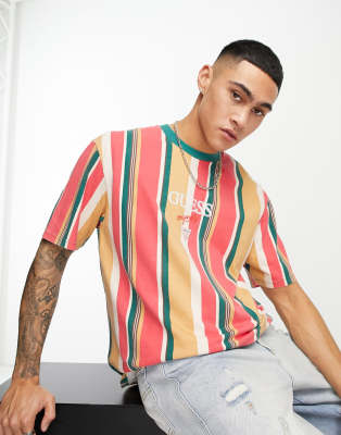 Guess striped store shirt green