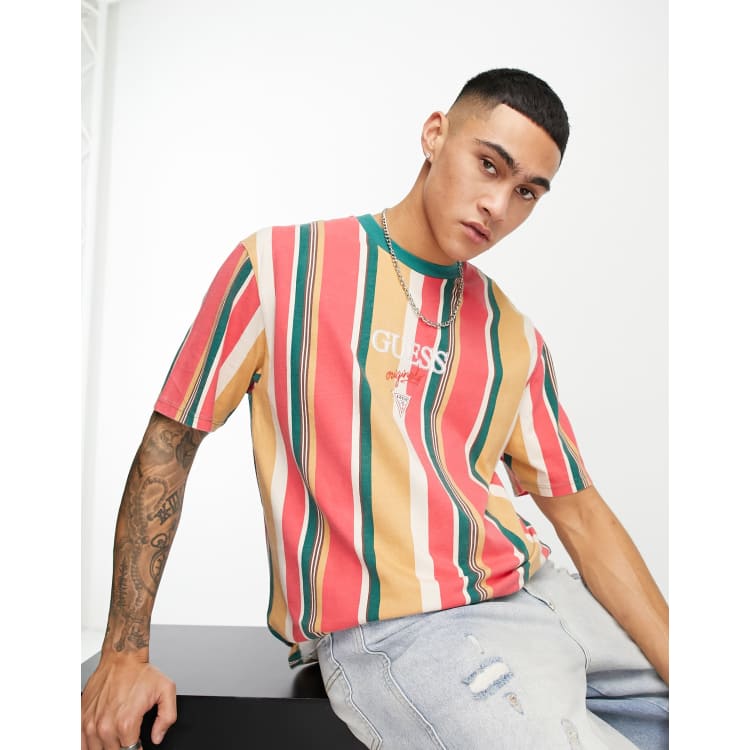 Guess mens 2025 striped t shirt