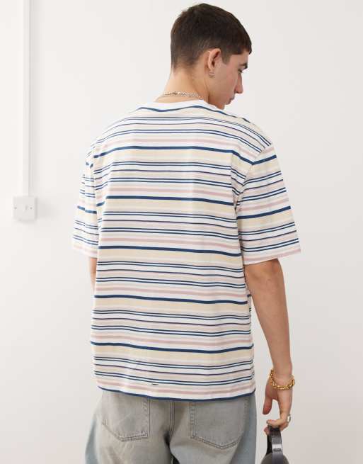 Guess Originals t-shirt in white and yellow horizontal stripes, 4 of 4