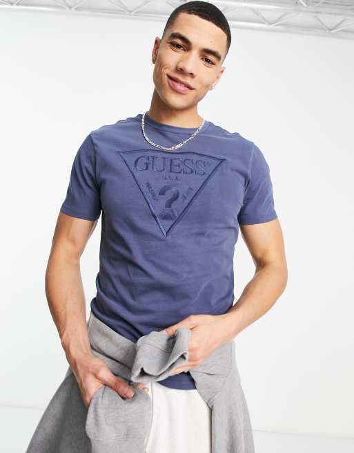 Guess navy best sale t shirt