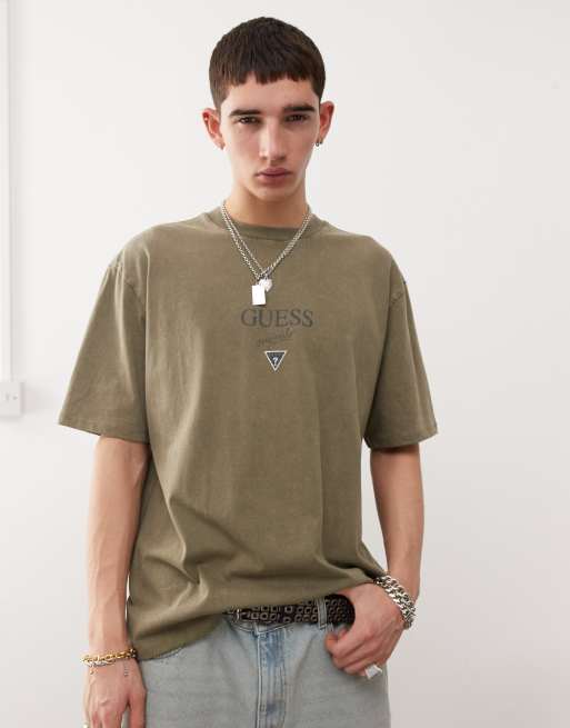 Guess Originals t-shirt with printed baker logo in khaki green