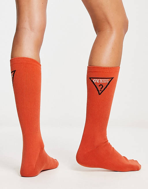 Guess Originals triangle logo socks in orange