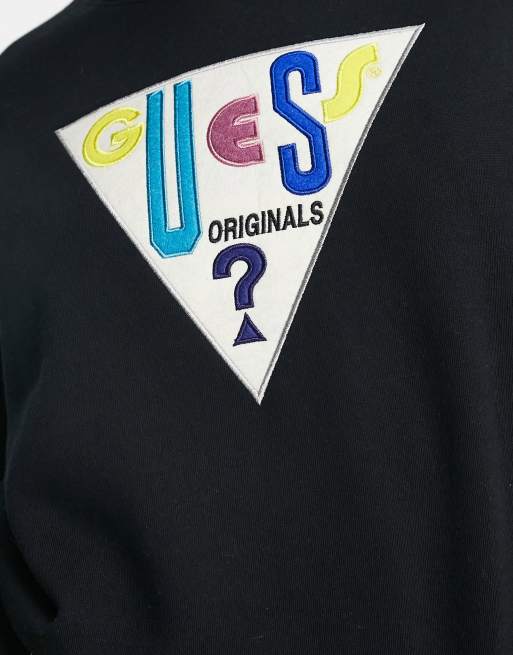 Guess Originals triangle logo sweater in black