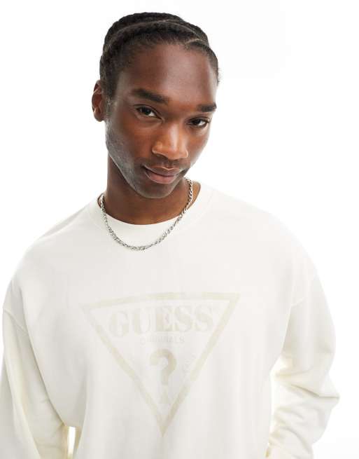 Guess - Originals - Uniseks sweatshirt in gebroken wit met vintage logo