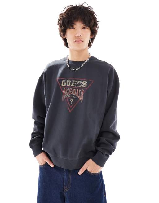 Guess Originals - Uniseks sweatshirt met vintage logo in zwart met wassing