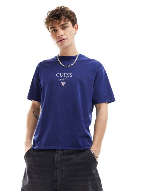 GUESS Originals - Uniseks T-shirt met logoprint in blauw